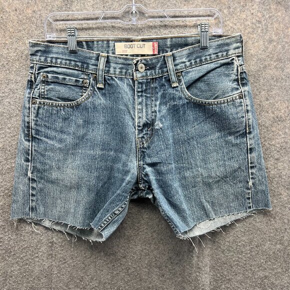 Levi's 527 Jeans Shorts Mens 32 Blue Denim Washed Bootcut Cotton Vintage Jorts - Picture 1 of 12